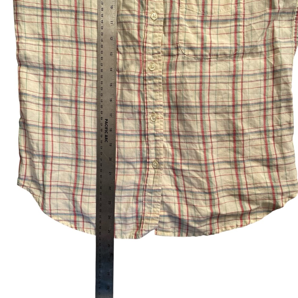 Jones New York Sport VTG Linen Plaid Sleveless Fisherman Blouse Women’s Size 8 - Picture 8 of 9